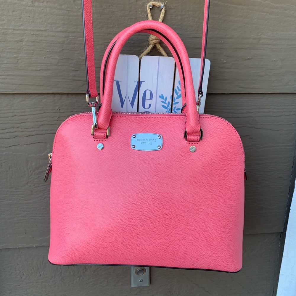 New Michael Kors Cynthia Domed Satchel Saffiano Retail $298